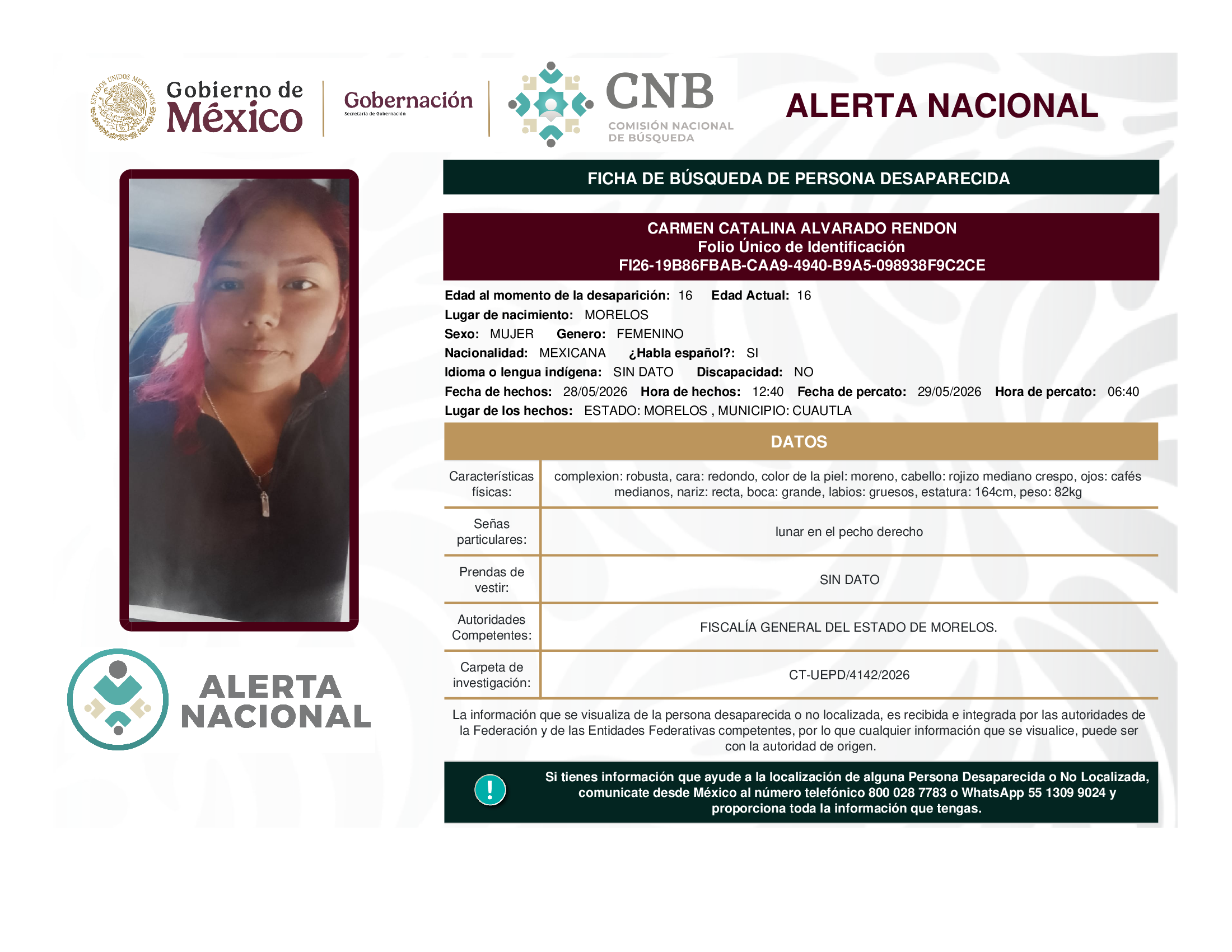 CARMEN CATALINA ALVARADO RENDON