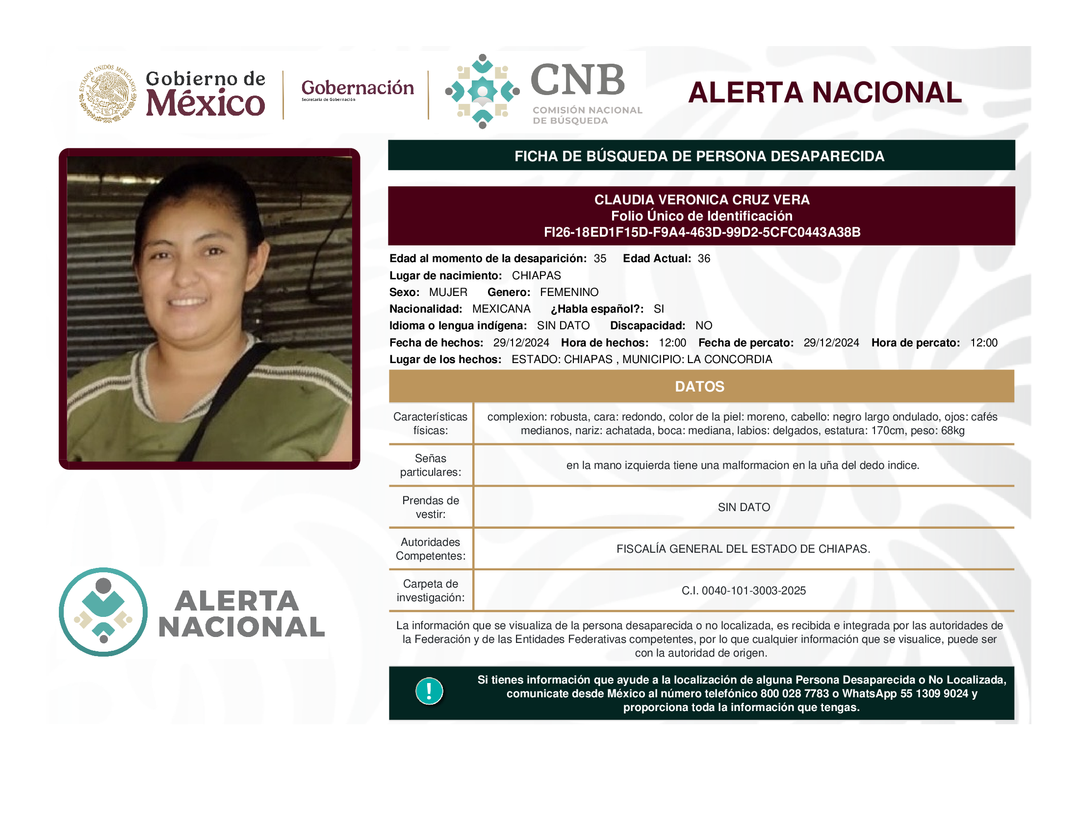 CLAUDIA VERONICA CRUZ VERA