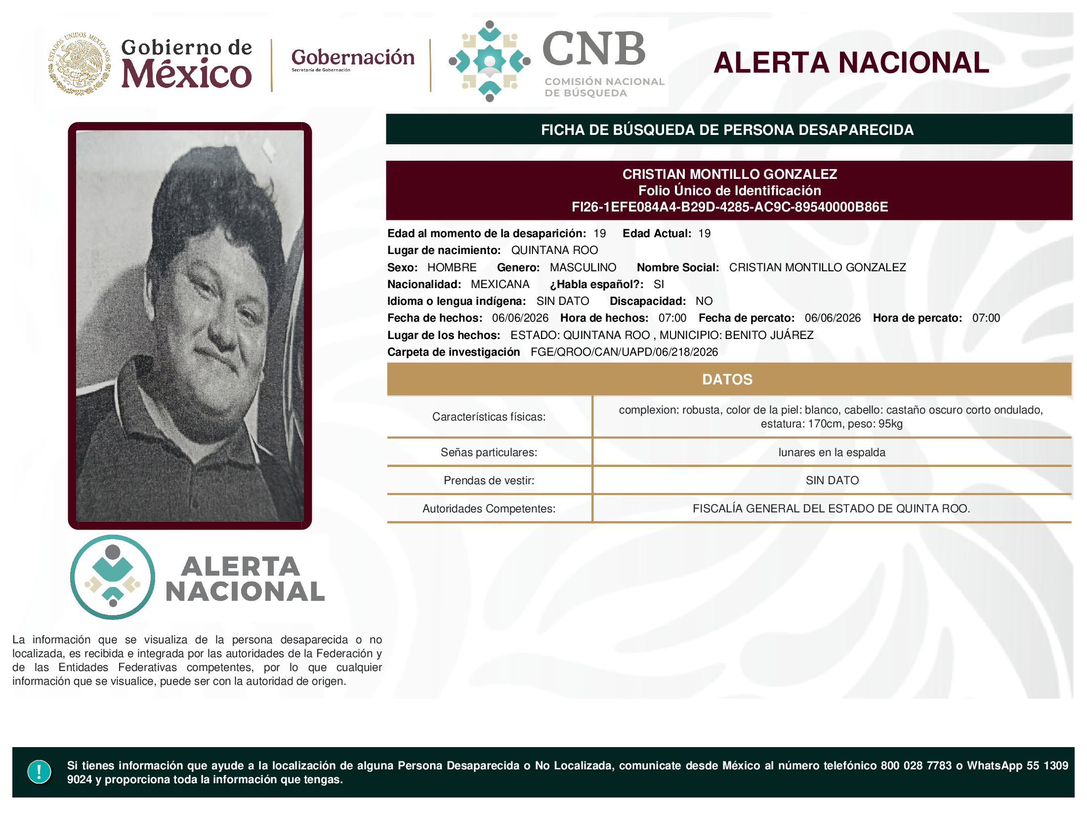 CRISTIAN MONTILLO GONZALEZ