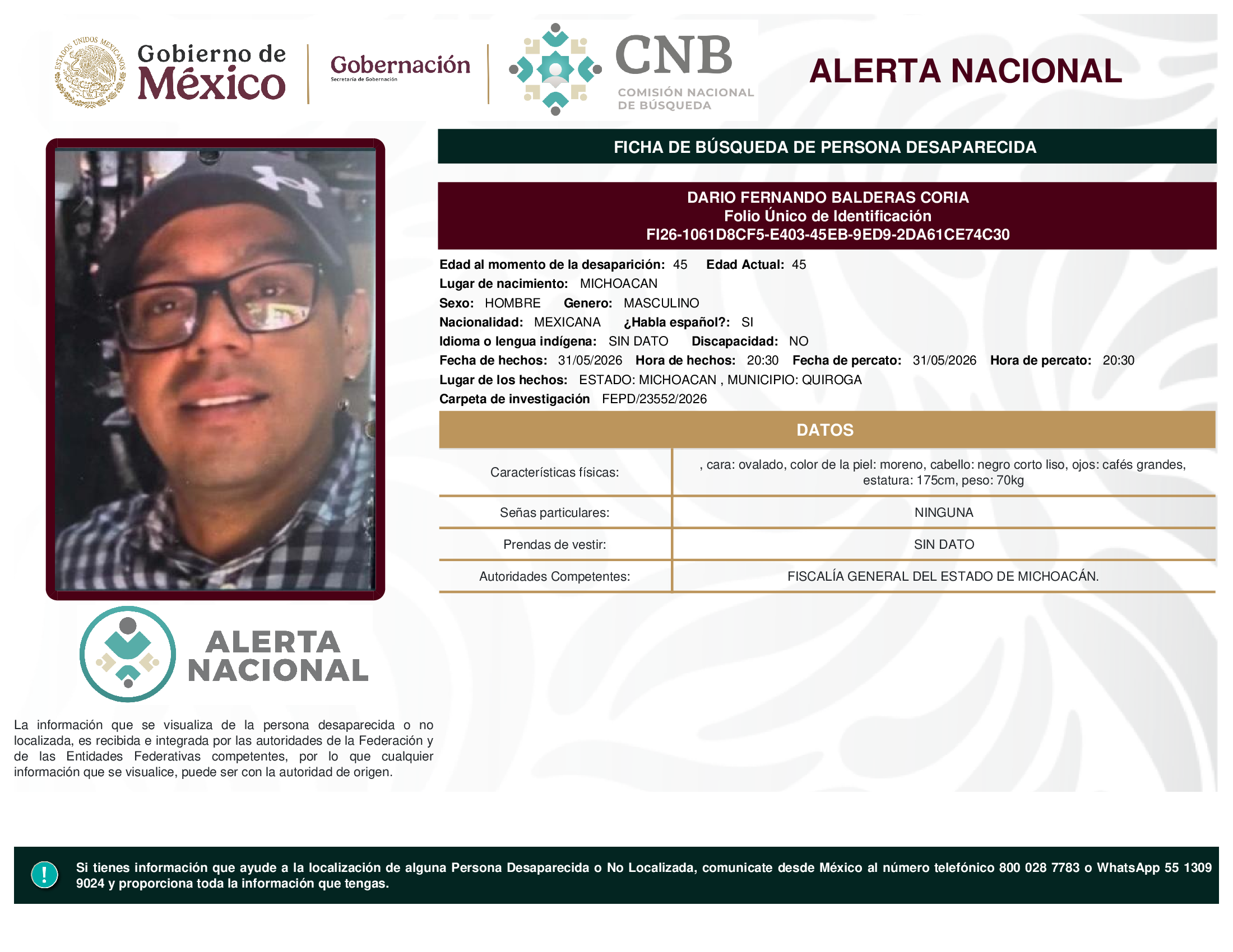 DARIO FERNANDO BALDERAS CORIA