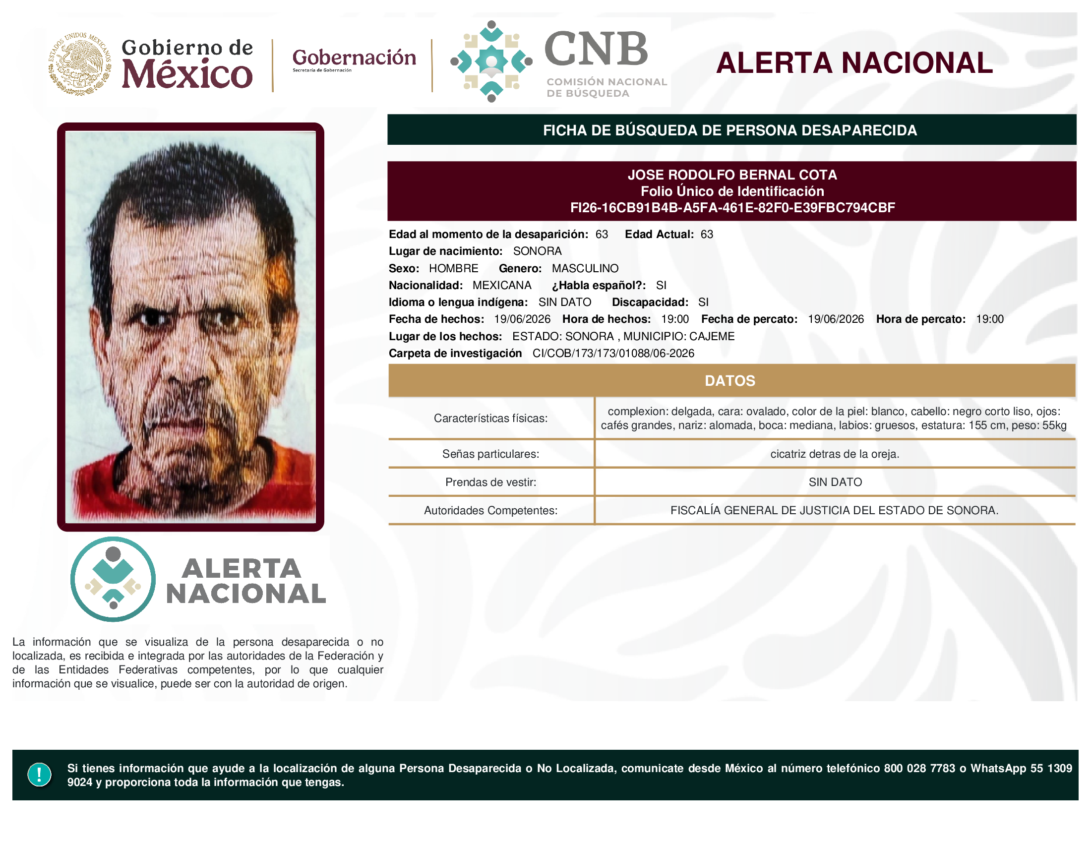 JOSE RODOLFO BERNAL COTA
