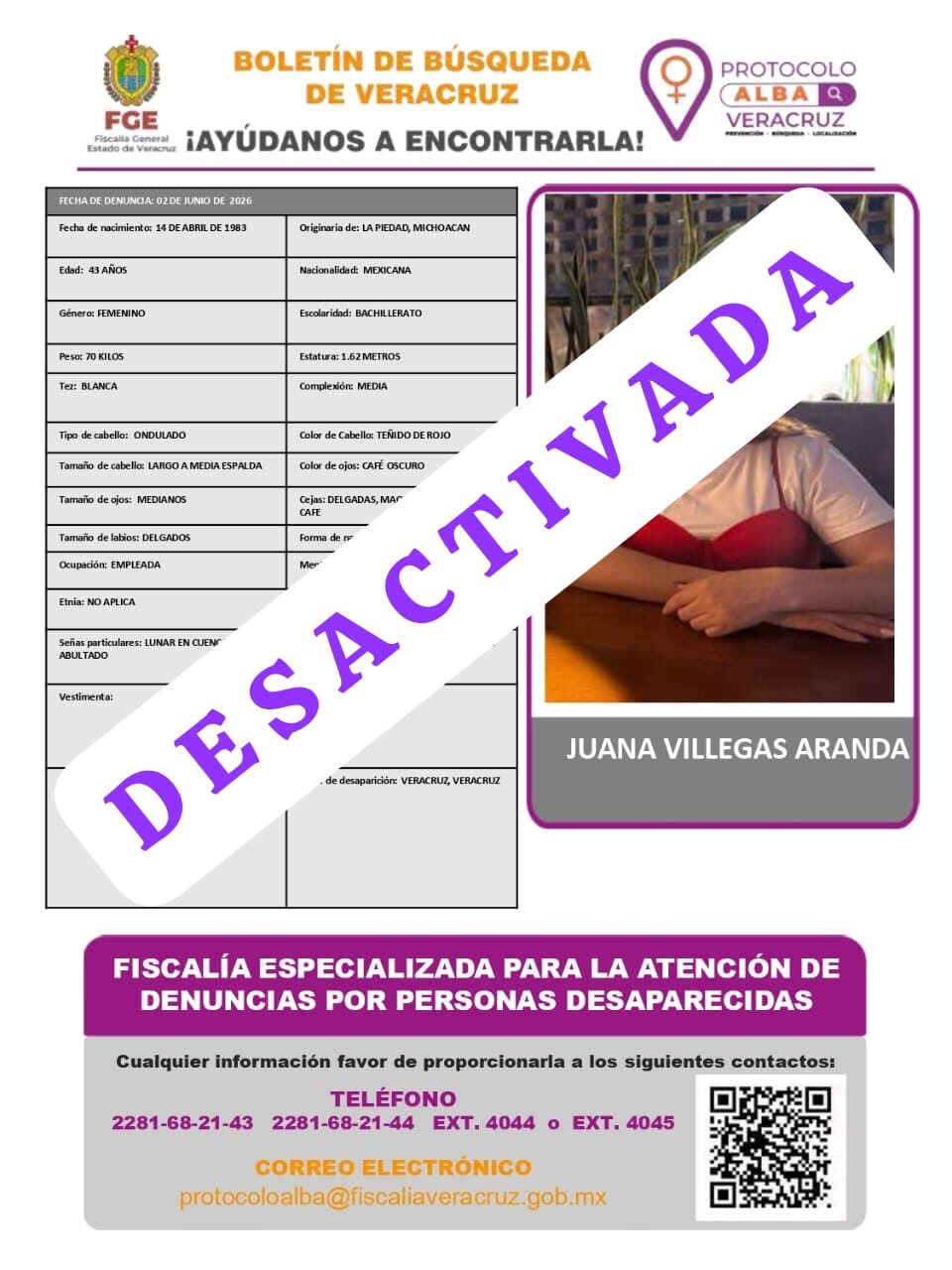 JUANA VILLEGAS ARANDA