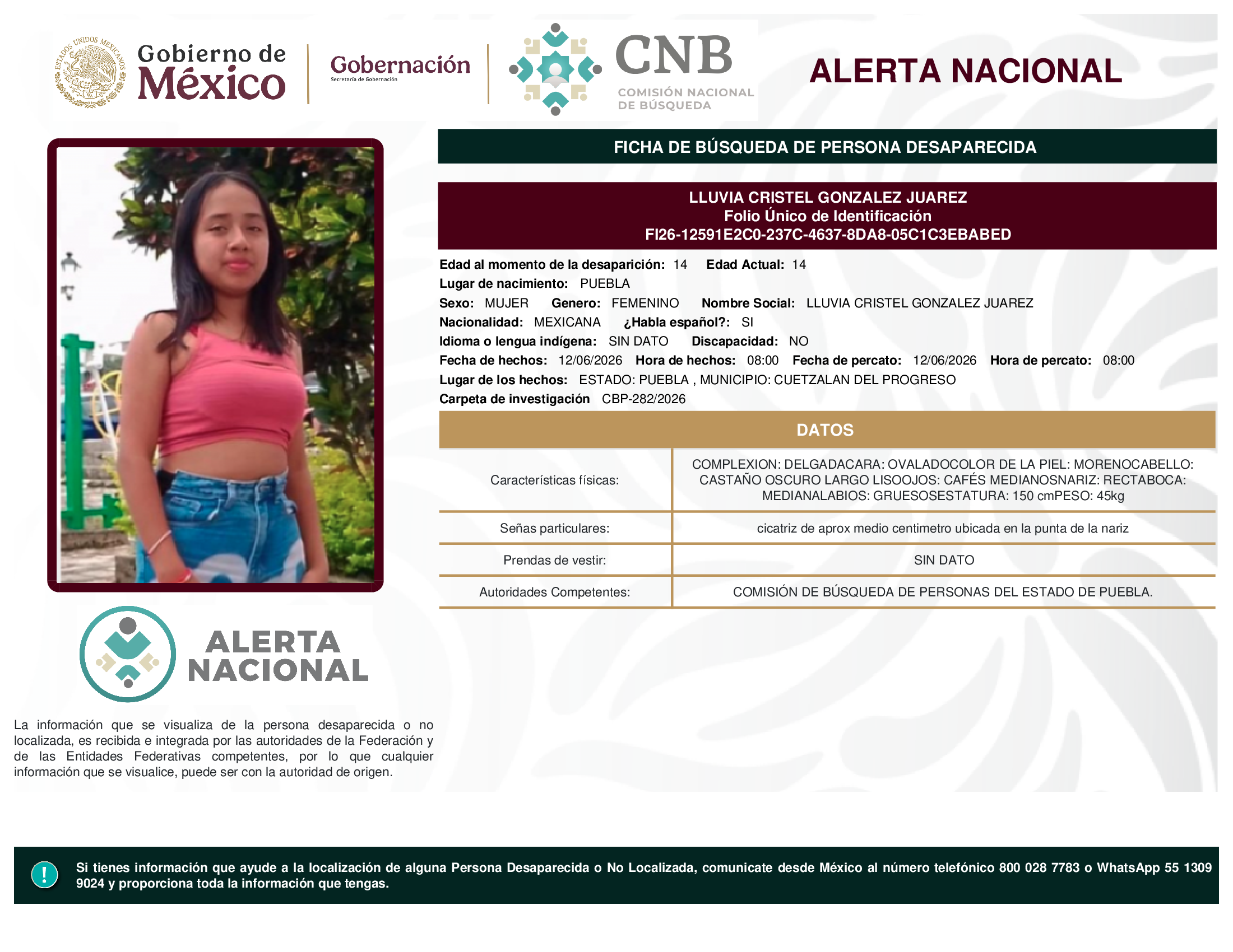 LLUVIA CRISTEL GONZALEZ JUAREZ