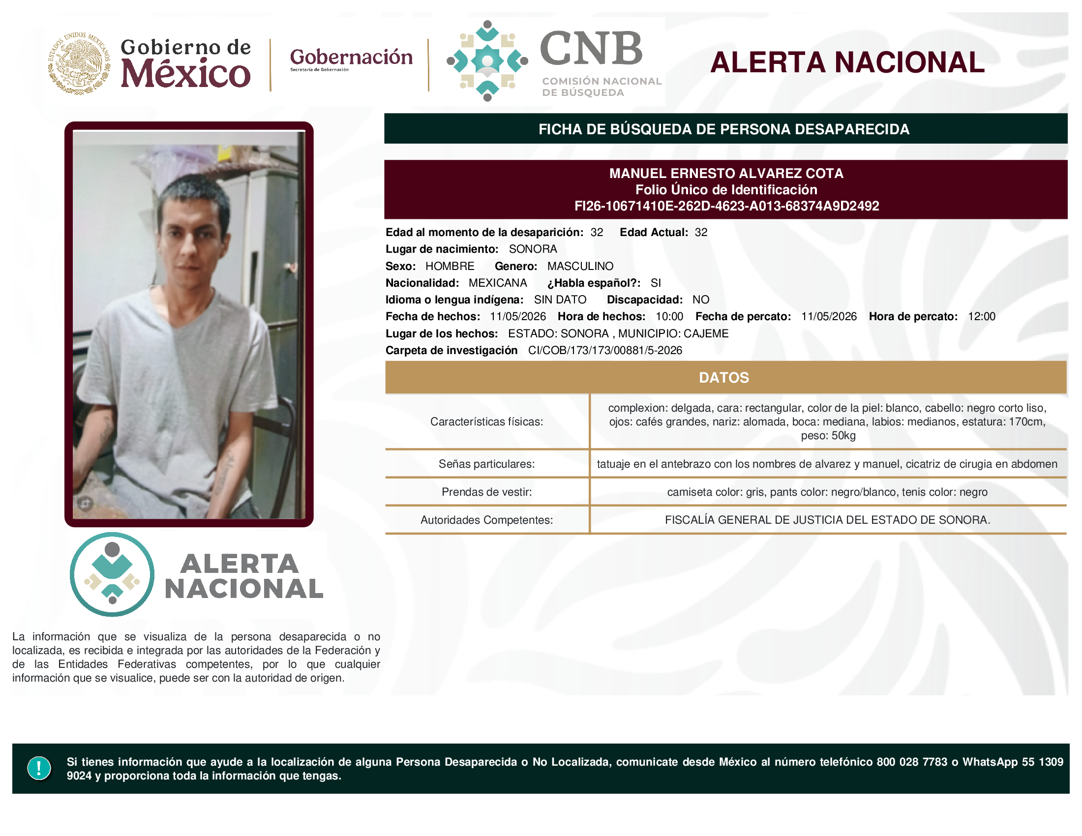MANUEL ERNESTO ALVAREZ COTA