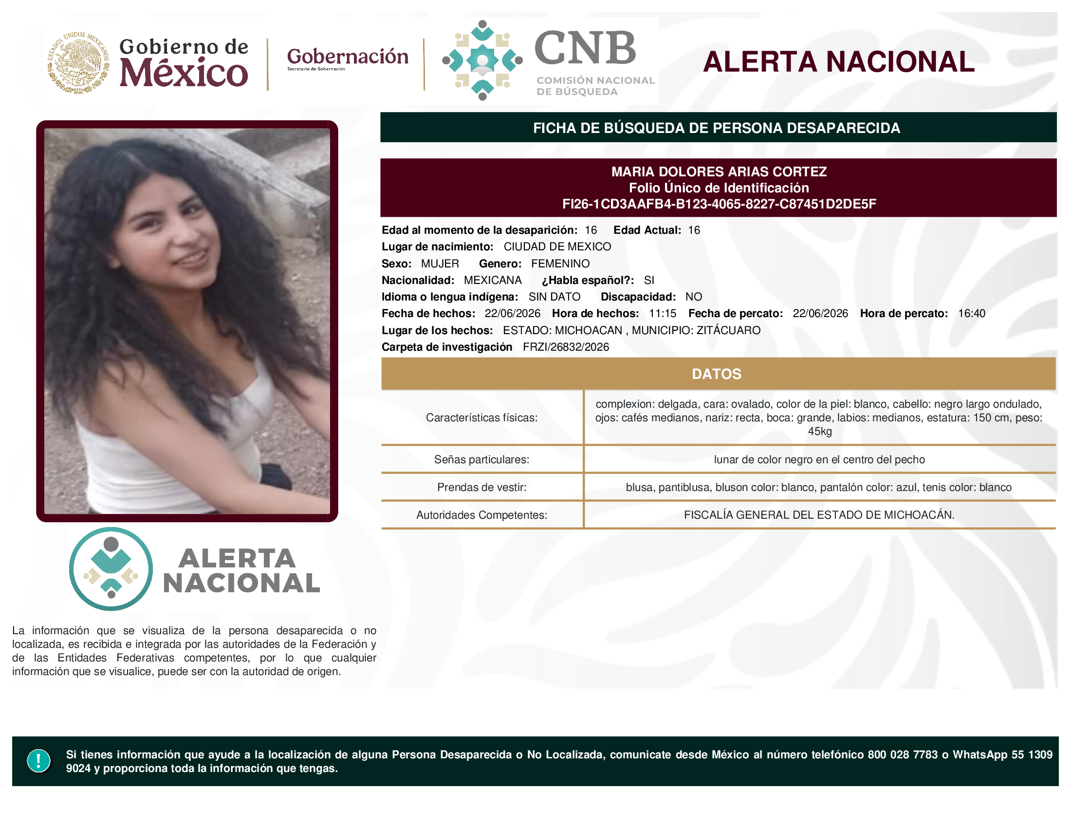 MARIA DOLORES ARIAS CORTEZ
