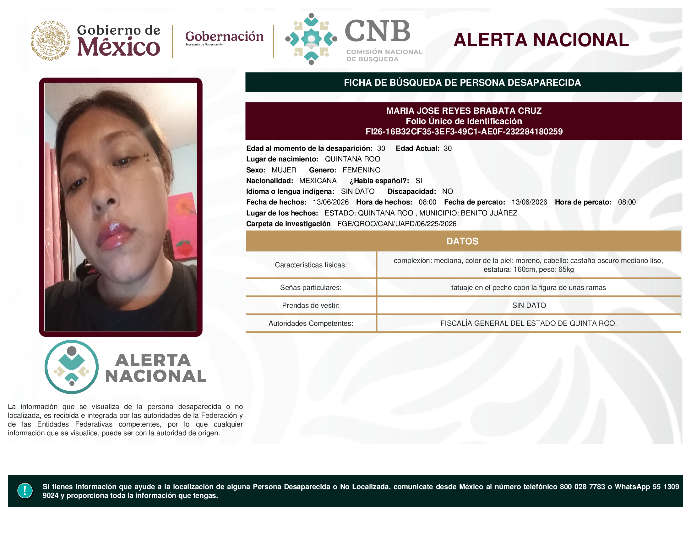 MARIA JOSE REYES BRABATA CRUZ
