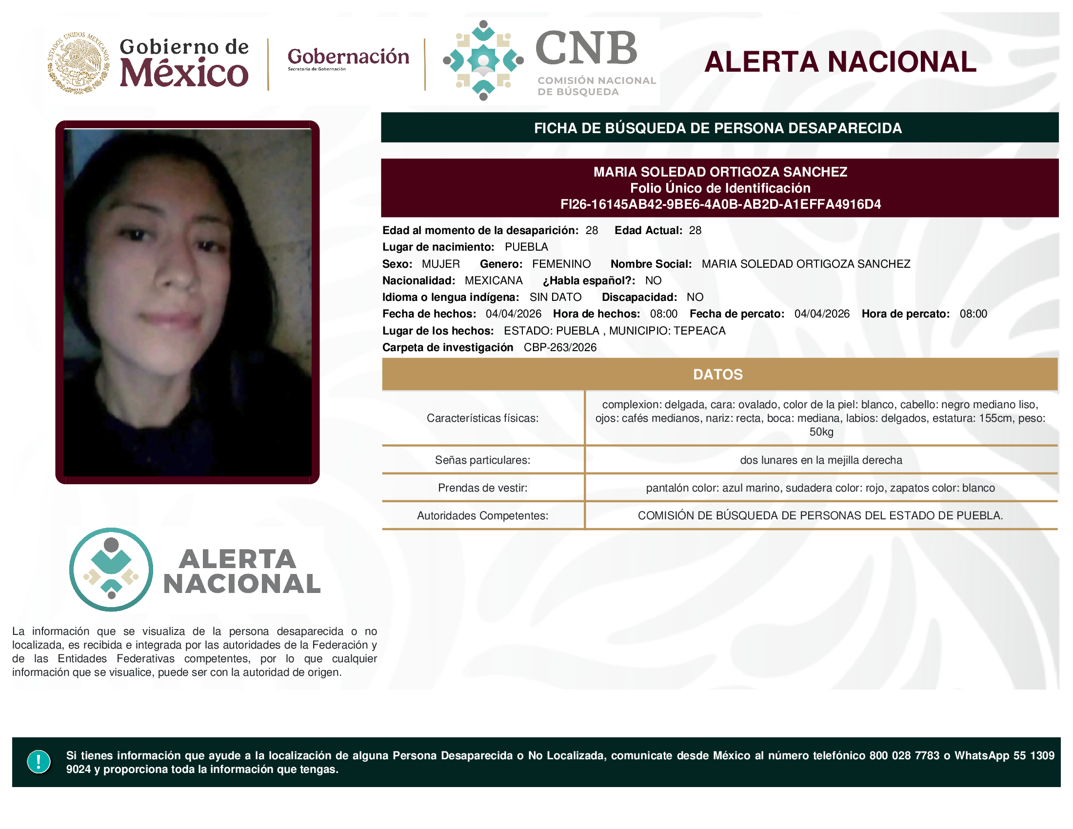 MARIA SOLEDAD ORTIGOZA SANCHEZ