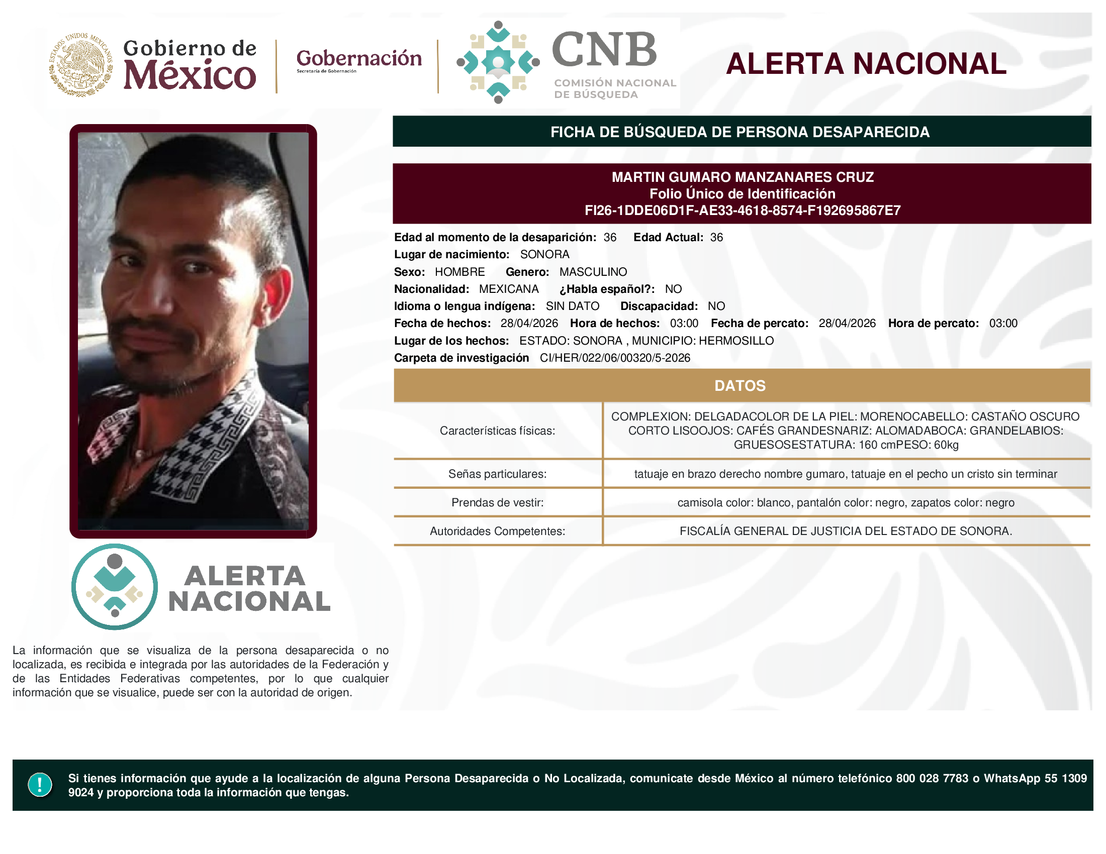 MARTIN GUMARO MANZANARES CRUZ