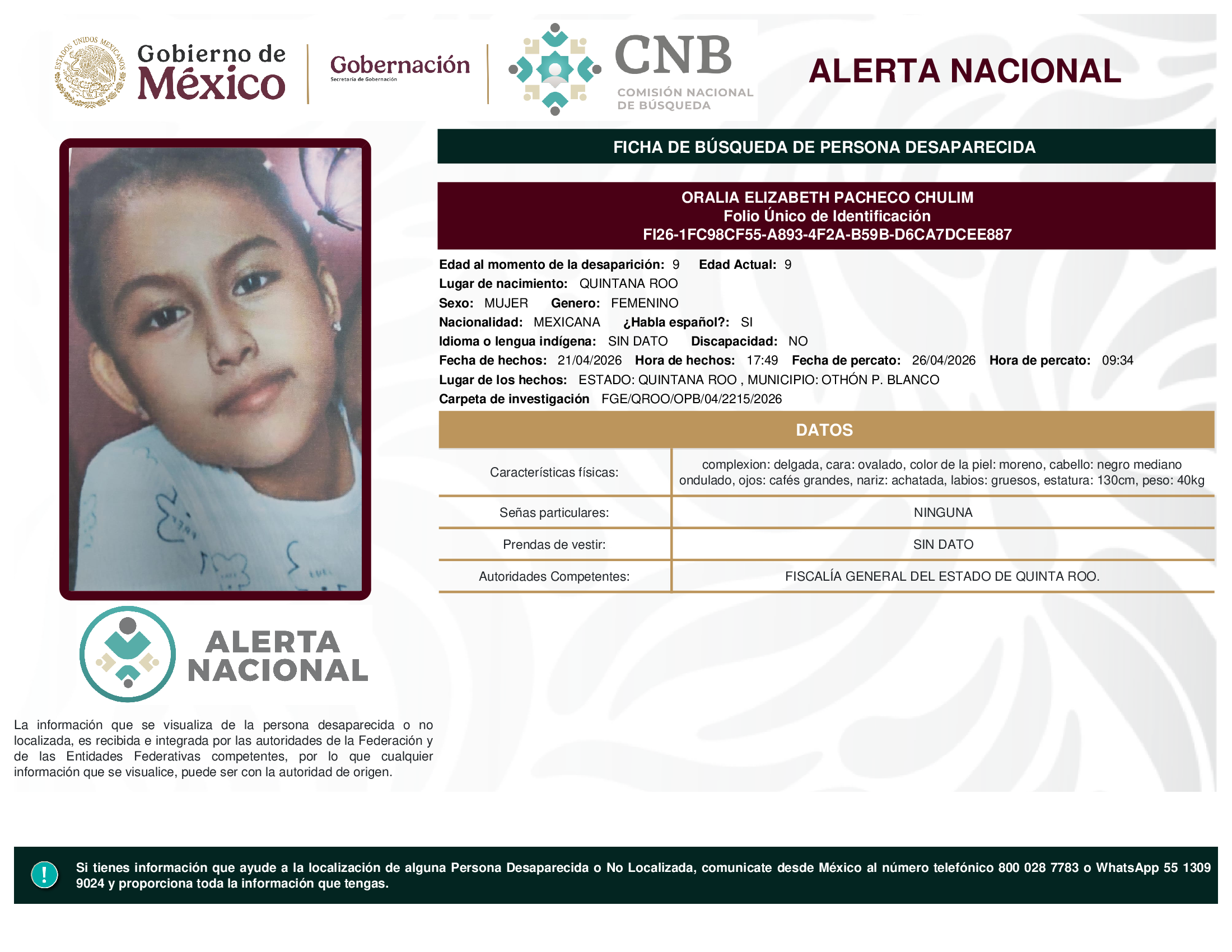 ORALIA ELIZABETH PACHECO CHULIM