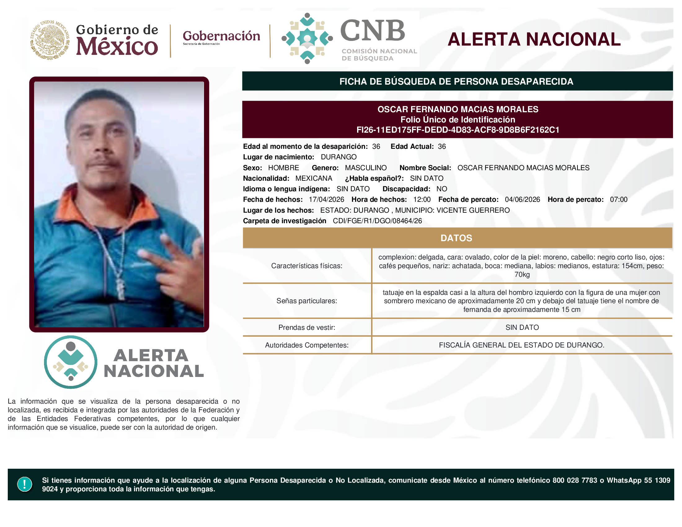 OSCAR FERNANDO MACIAS MORALES