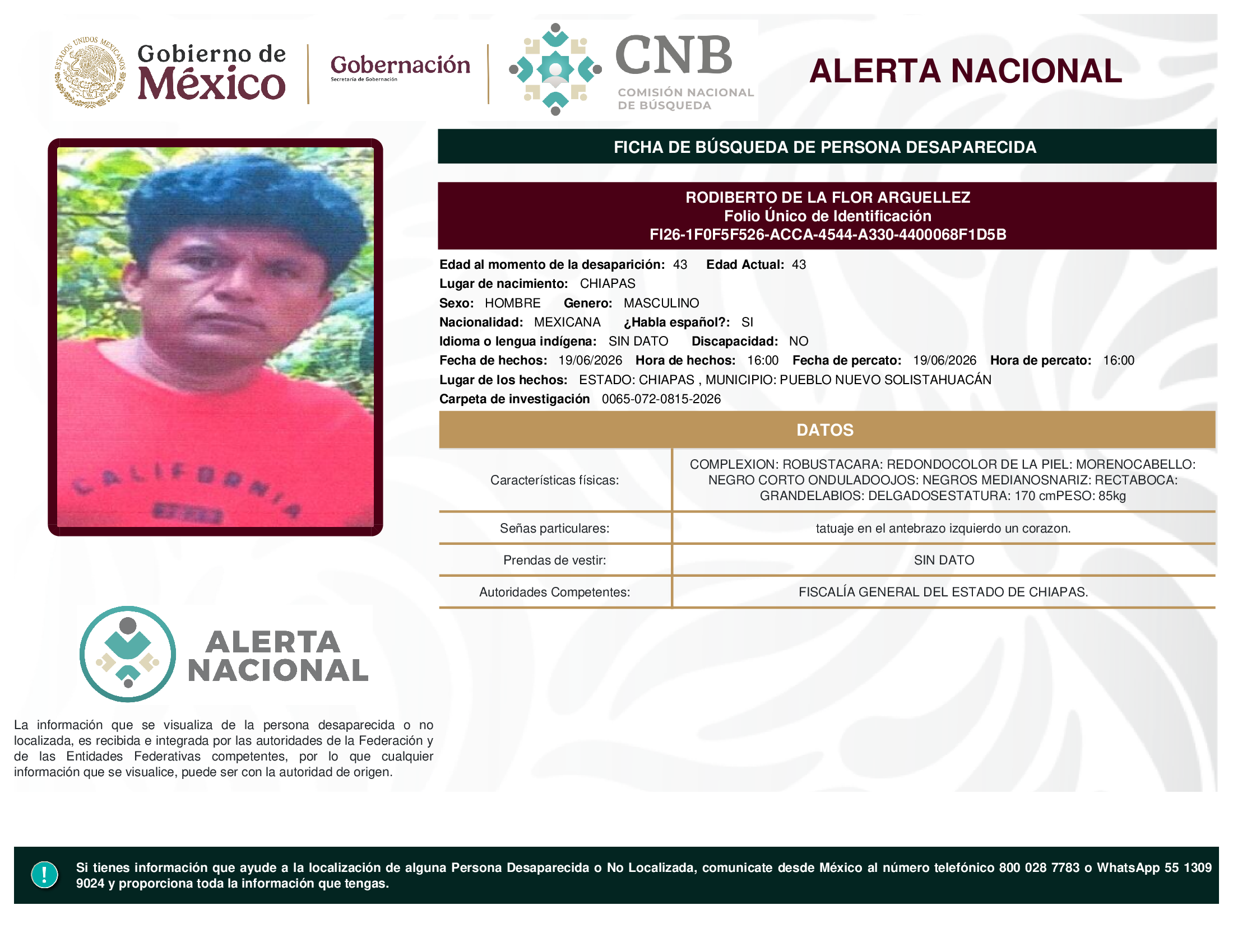 RODIBERTO DE LA FLOR ARGUELLEZ