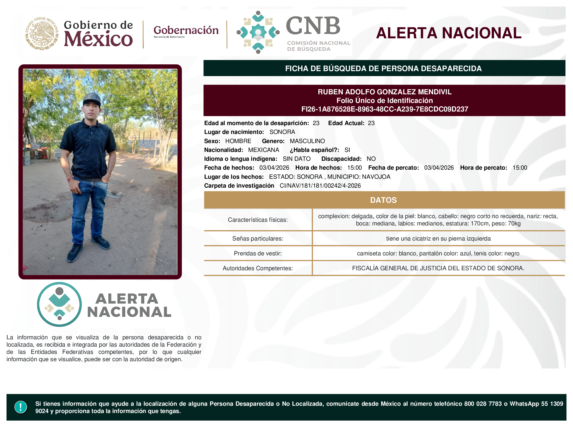 RUBEN ADOLFO GONZALEZ MENDIVIL