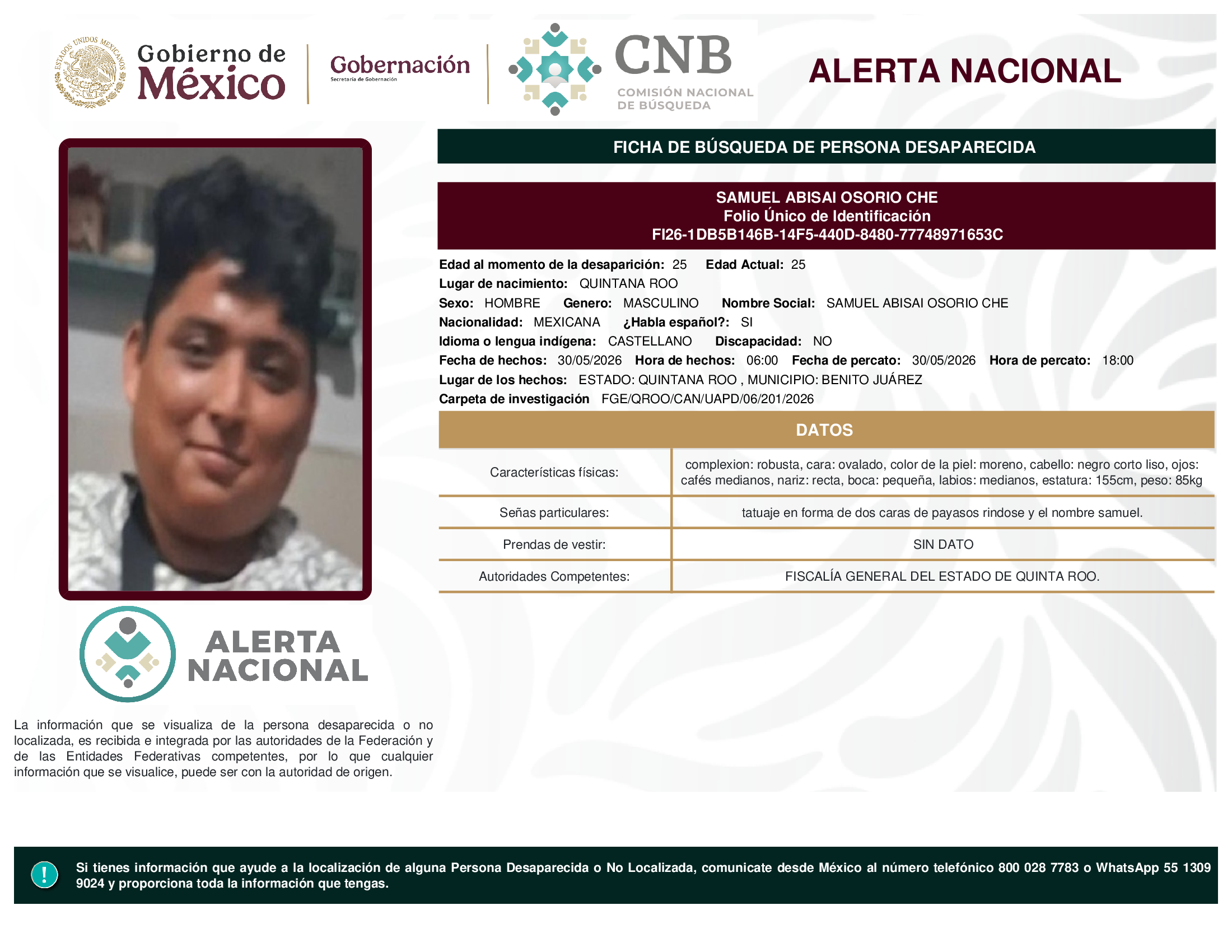 SAMUEL ABISAI OSORIO CHE
