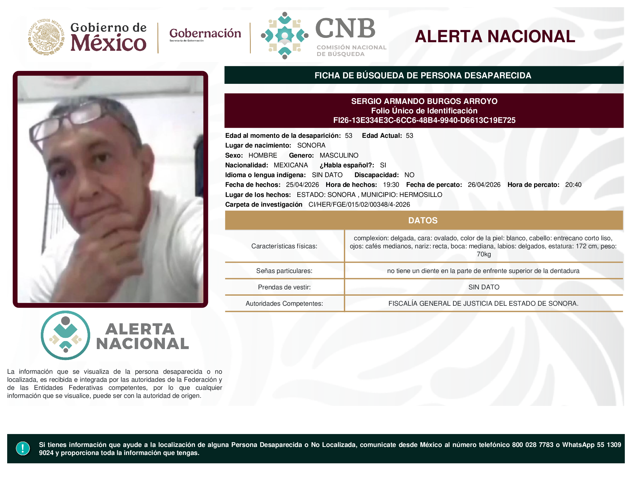 SERGIO ARMANDO BURGOS ARROYO