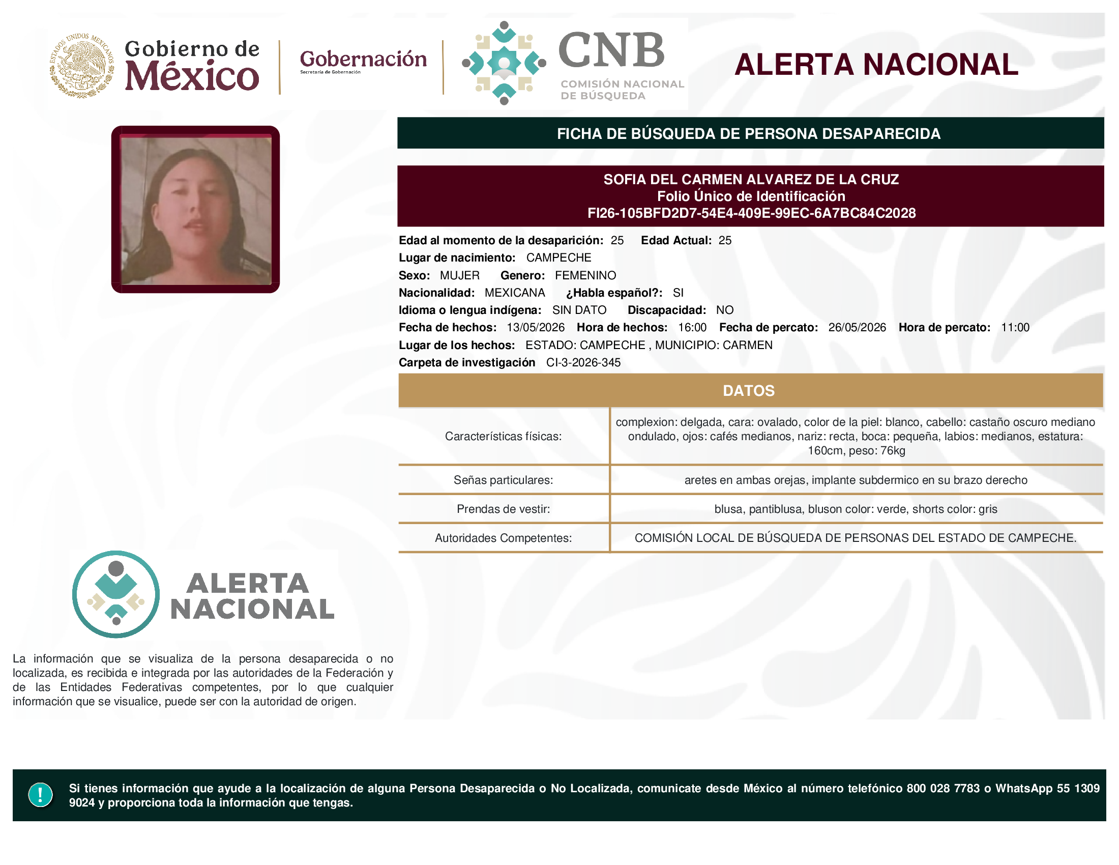 SOFIA DEL CARMEN ALVAREZ DE LA CRUZ