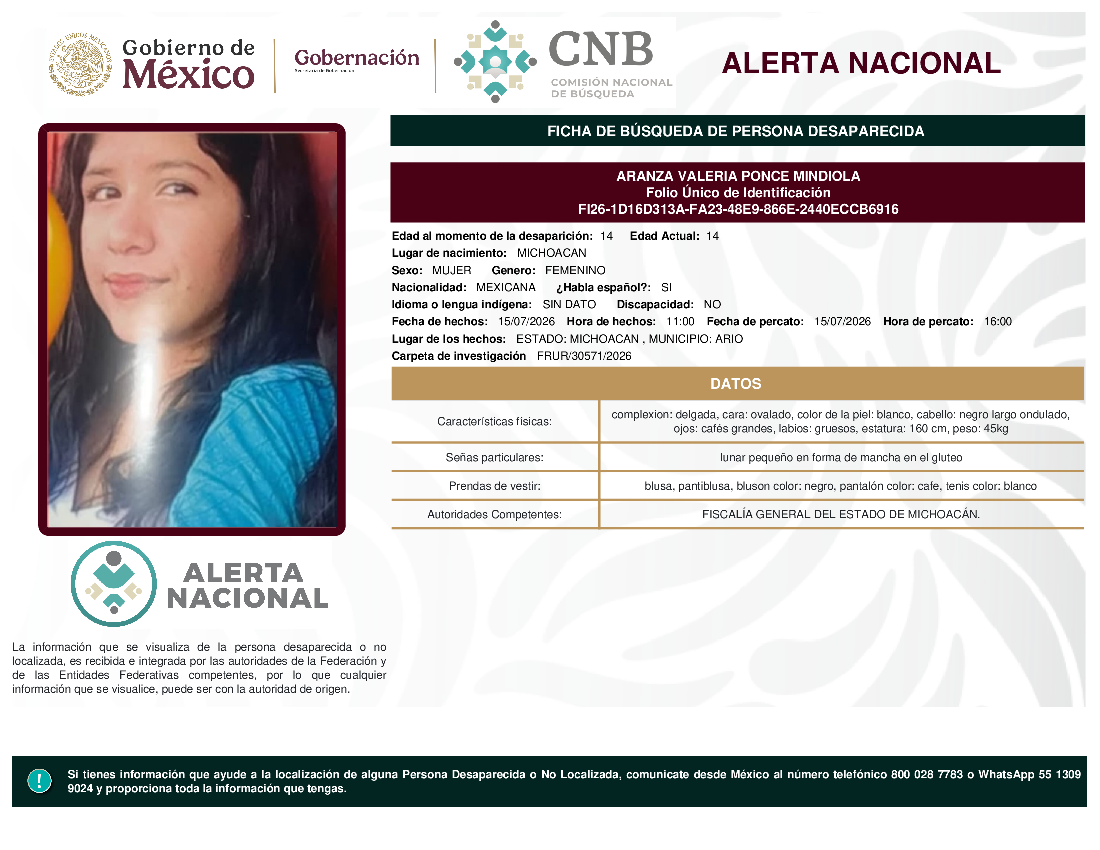 ARANZA VALERIA PONCE MINDIOLA