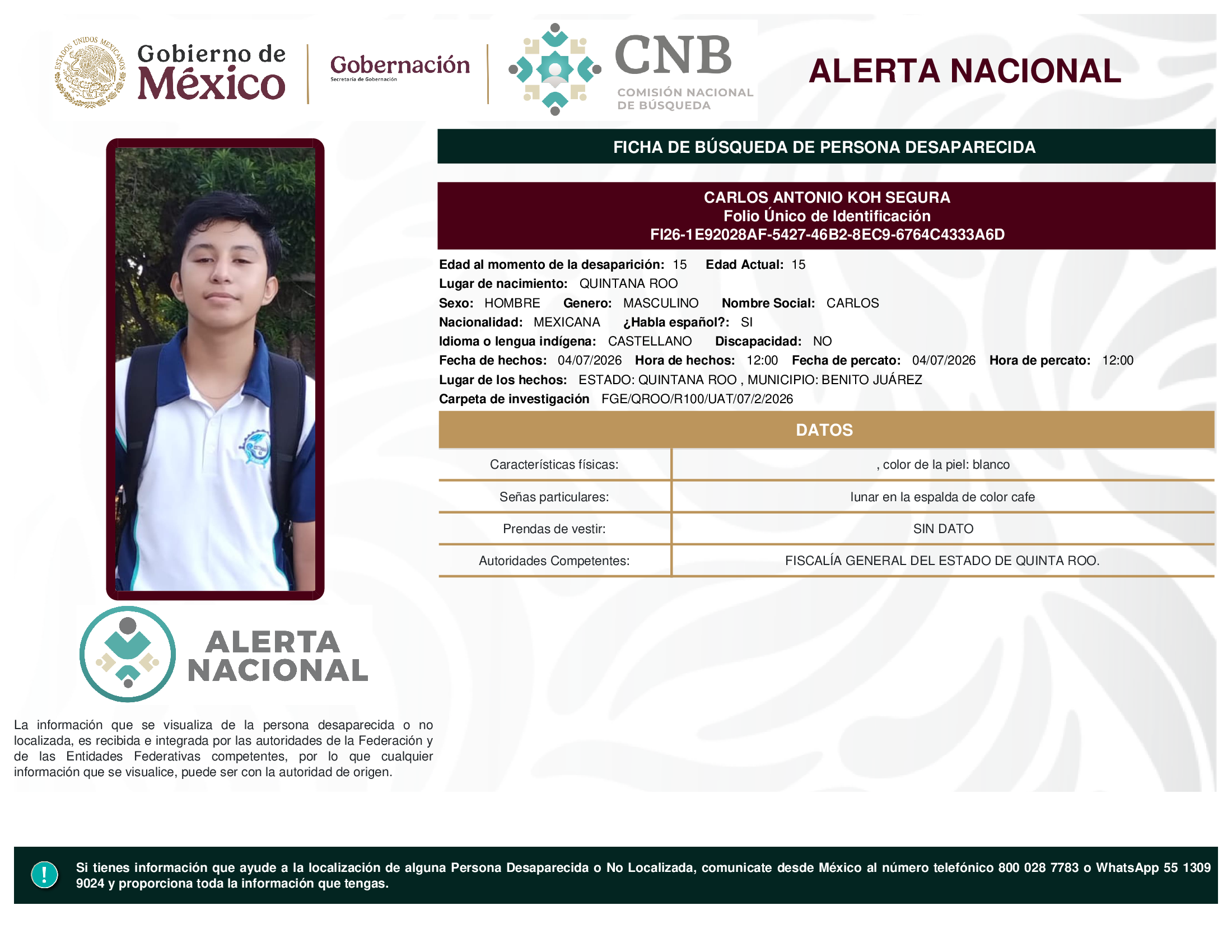 CARLOS ANTONIO KOH SEGURA