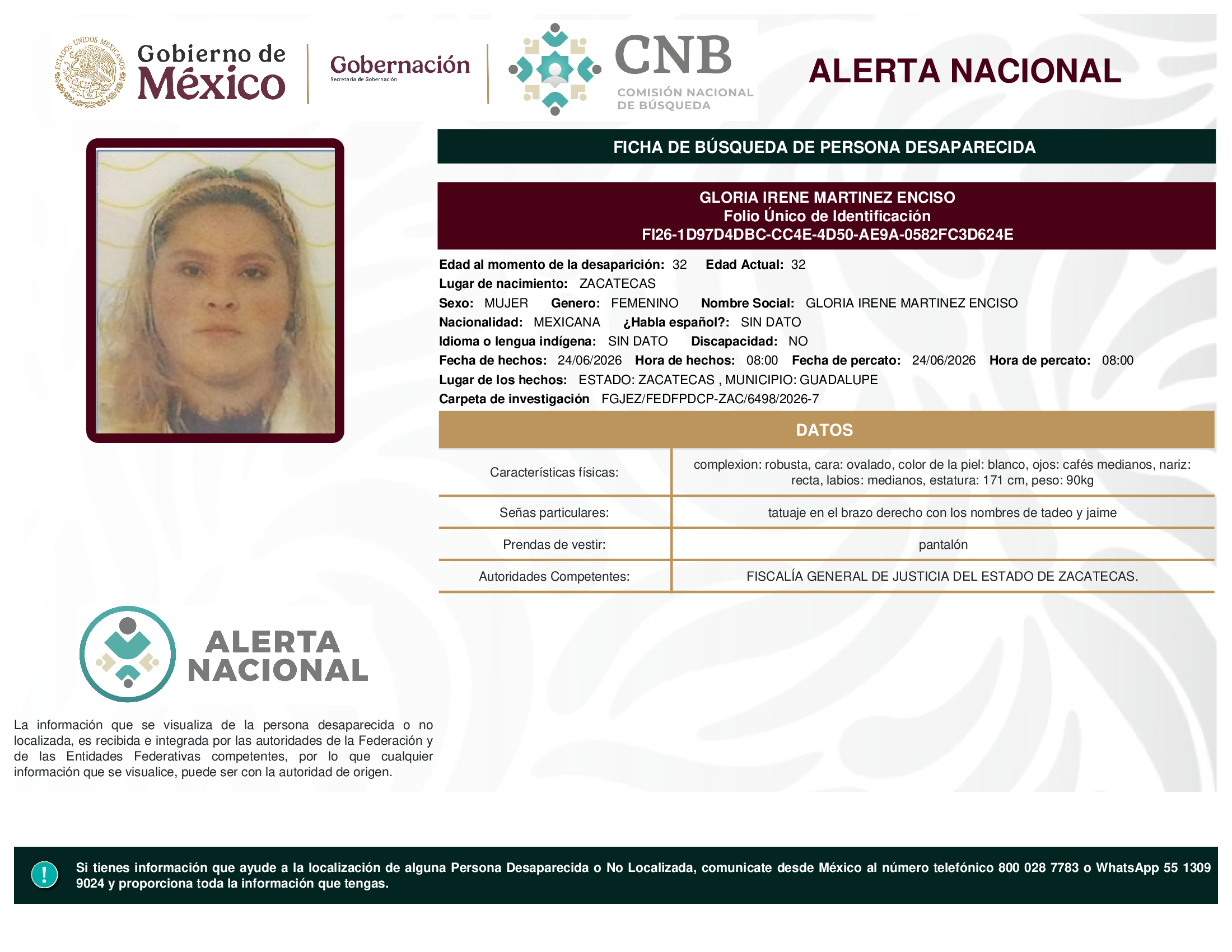 GLORIA IRENE MARTINEZ ENCISO