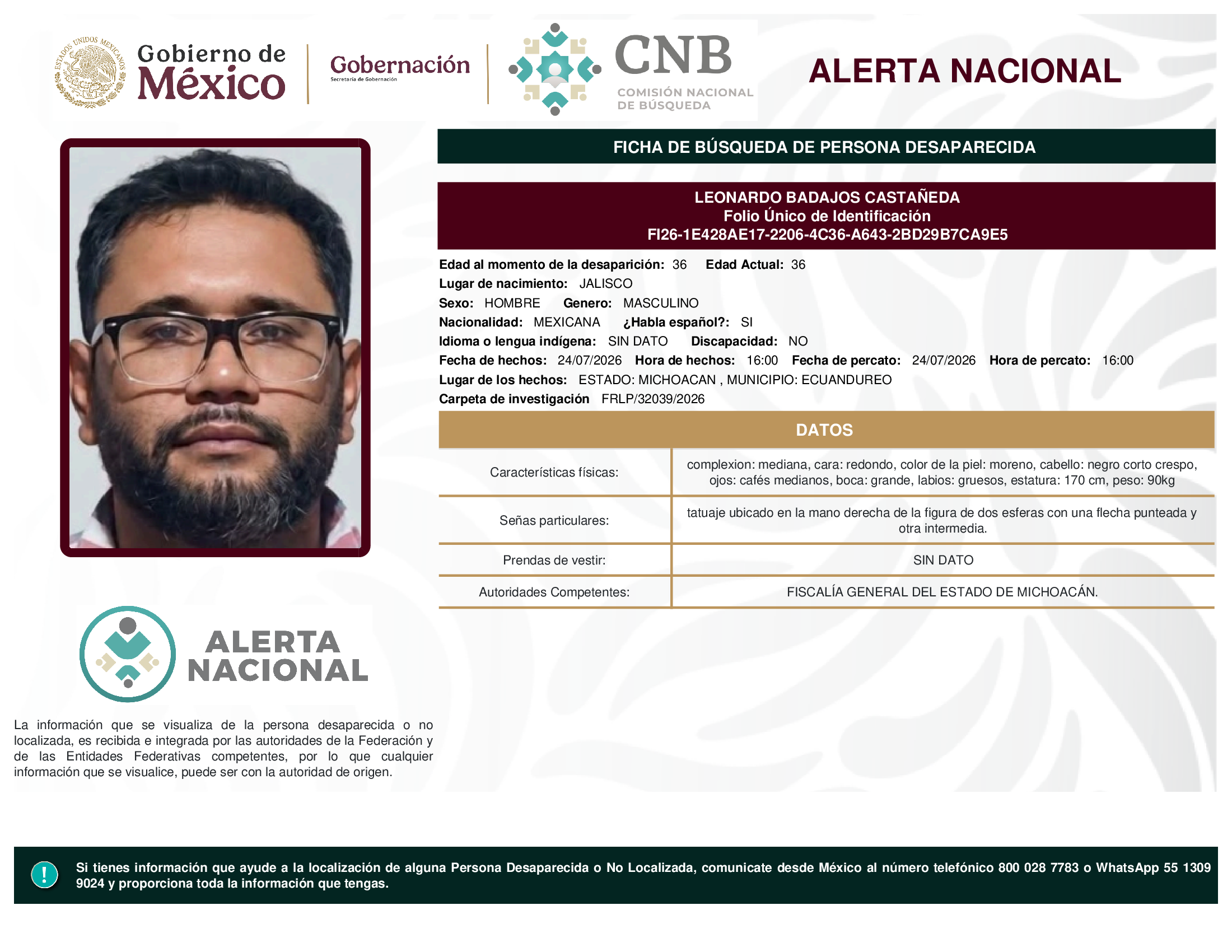 LEONARDO BADAJOS CASTAÑEDA