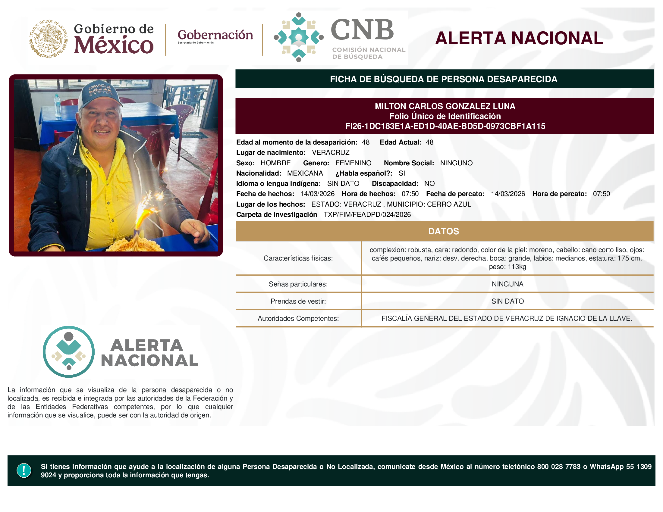 MILTON CARLOS GONZALEZ LUNA