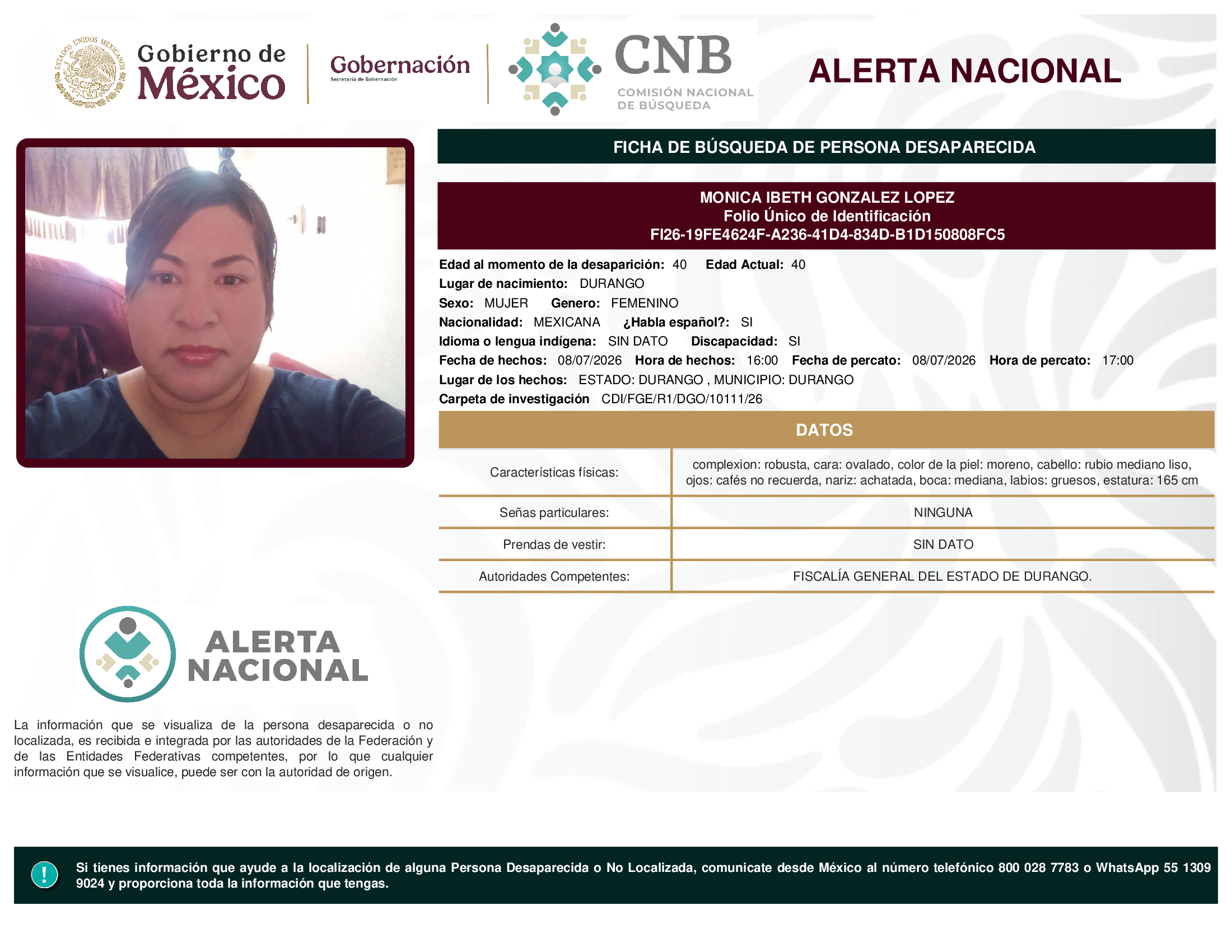 MONICA IBETH GONZALEZ LOPEZ