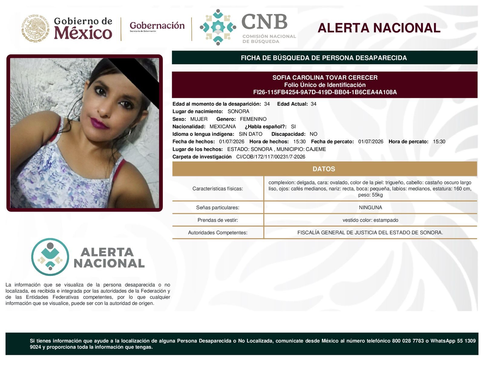SOFIA CAROLINA TOVAR CERECER