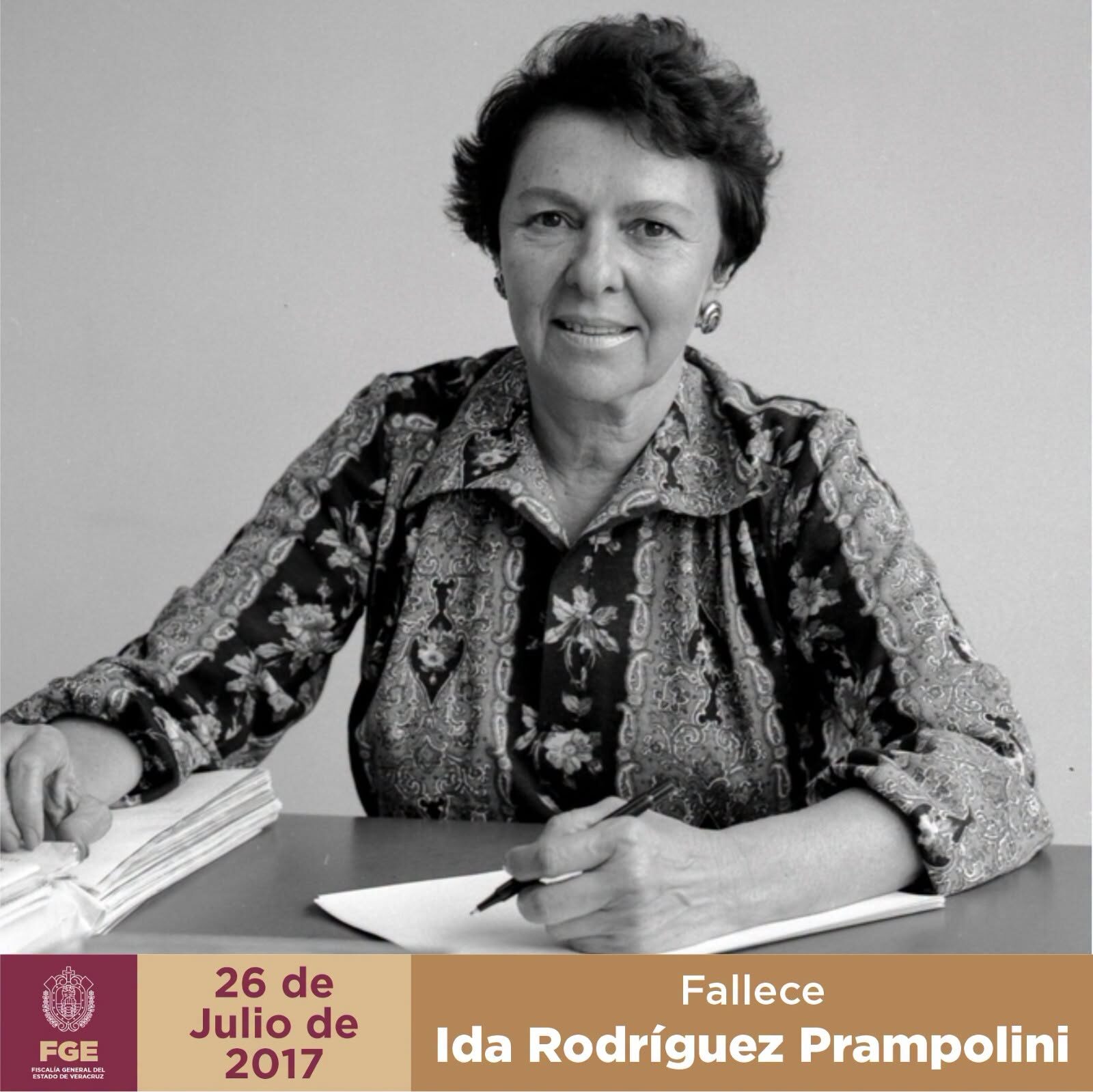 26 de julio de 2017, fallece Ida Rodríguez Prampolini, historiadora del arte, promotora cultural y referente de la vida artística de Veracruz y México.