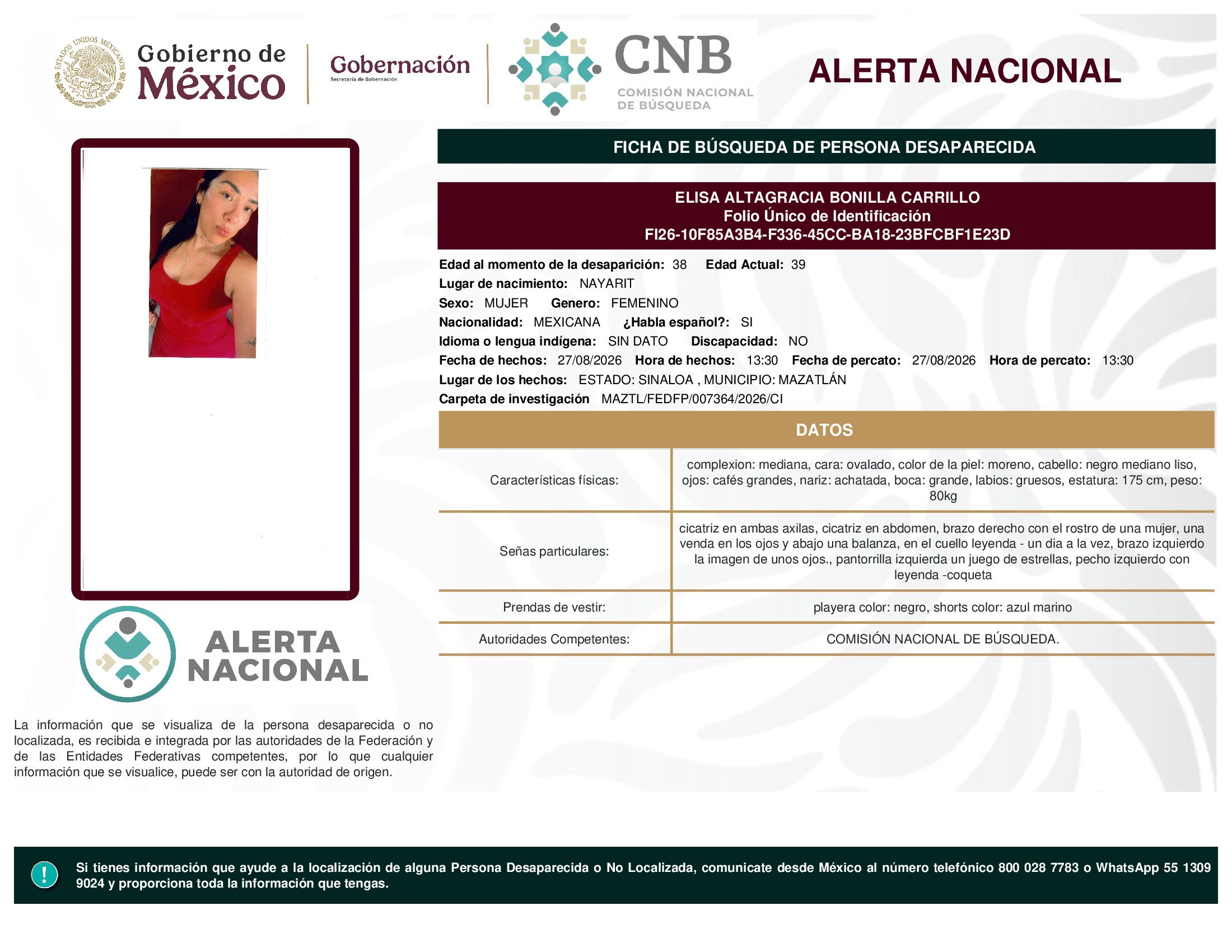ELISA ALTAGRACIA BONILLA CARRILLO
