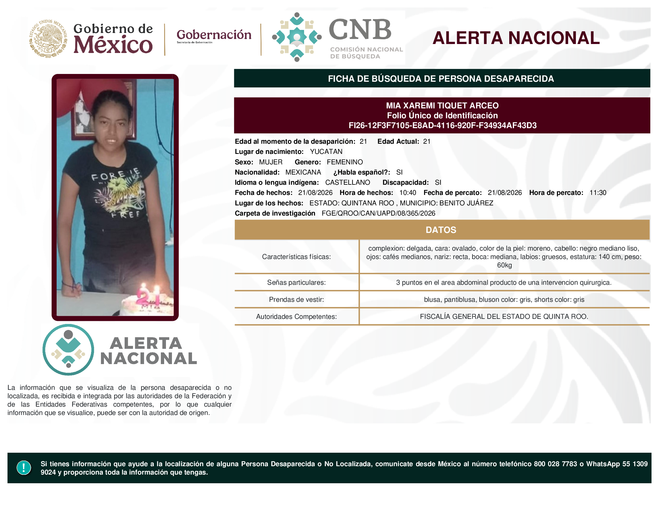 MIA XAREMI TIQUET ARCEO