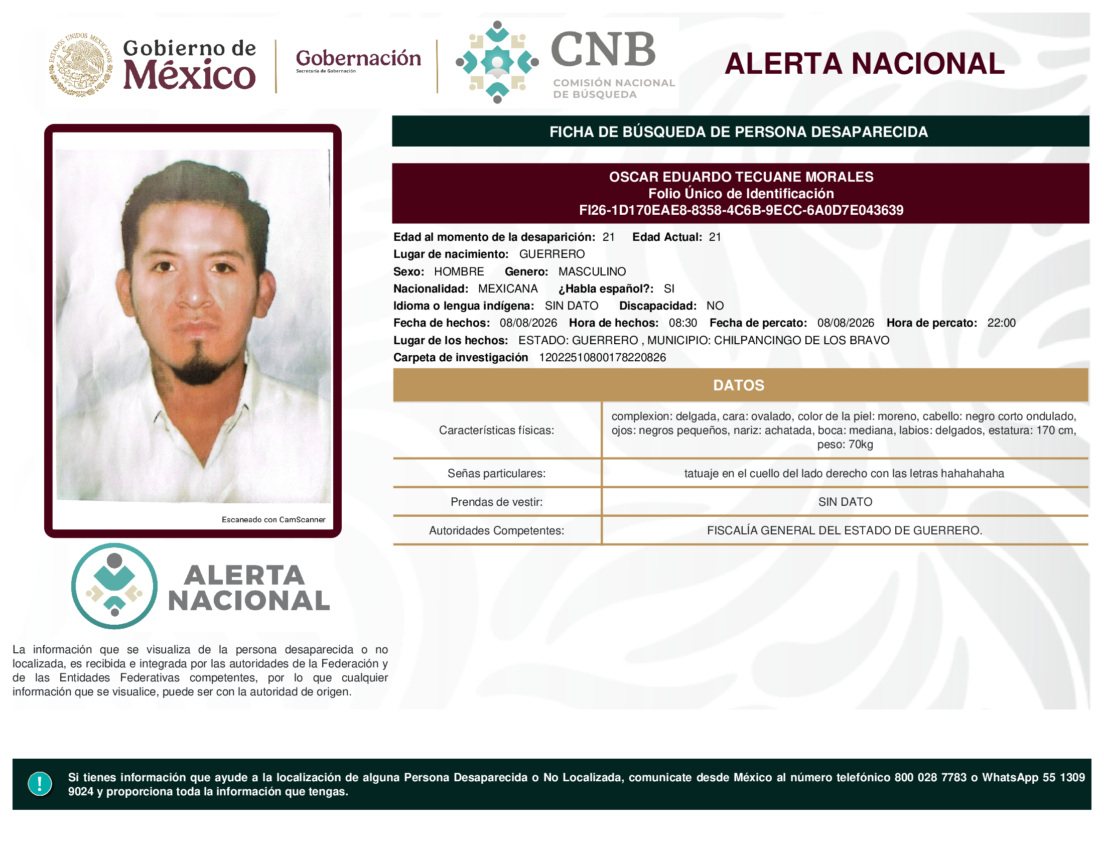 OSCAR EDUARDO TECUANE MORALES