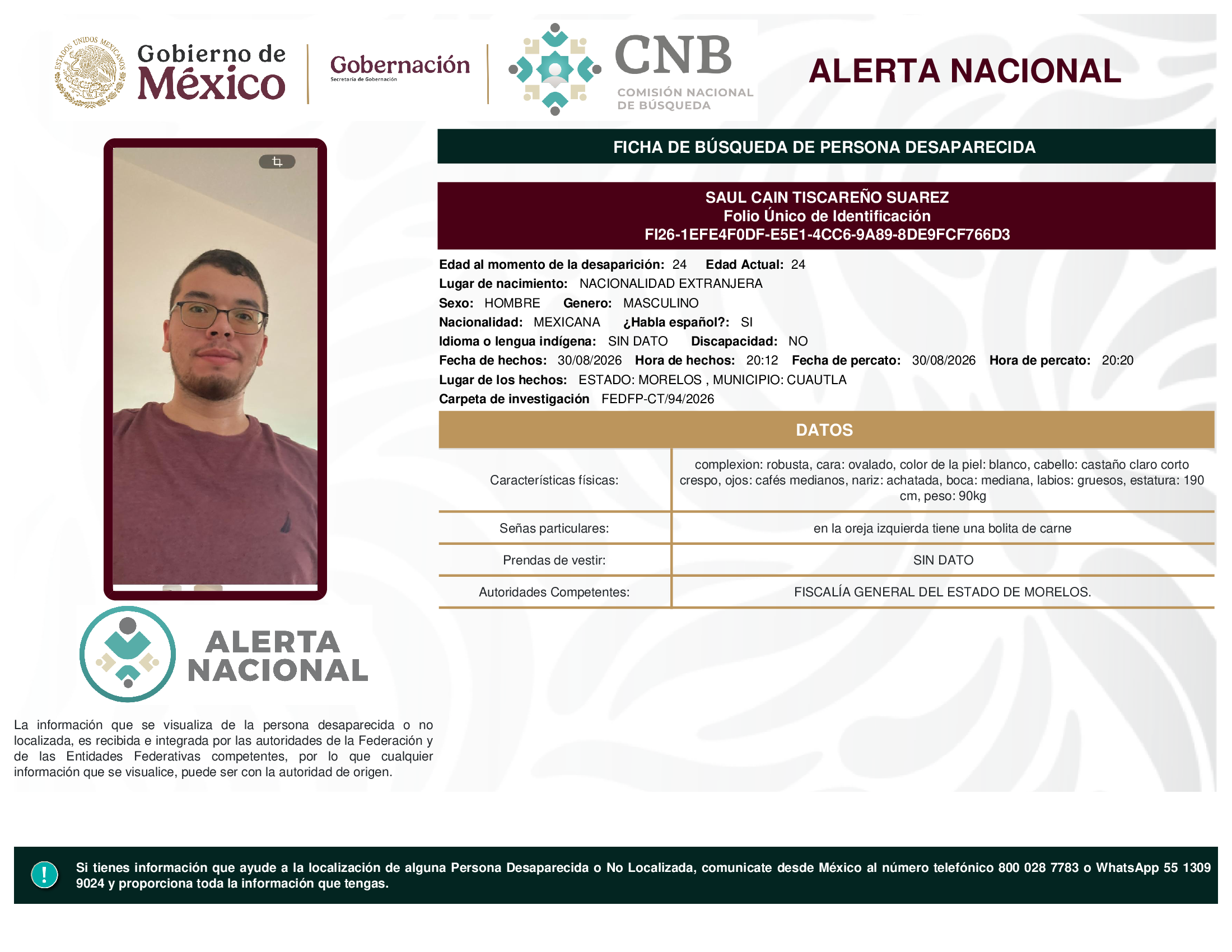 SAUL CAIN TISCAREÑO SUAREZ