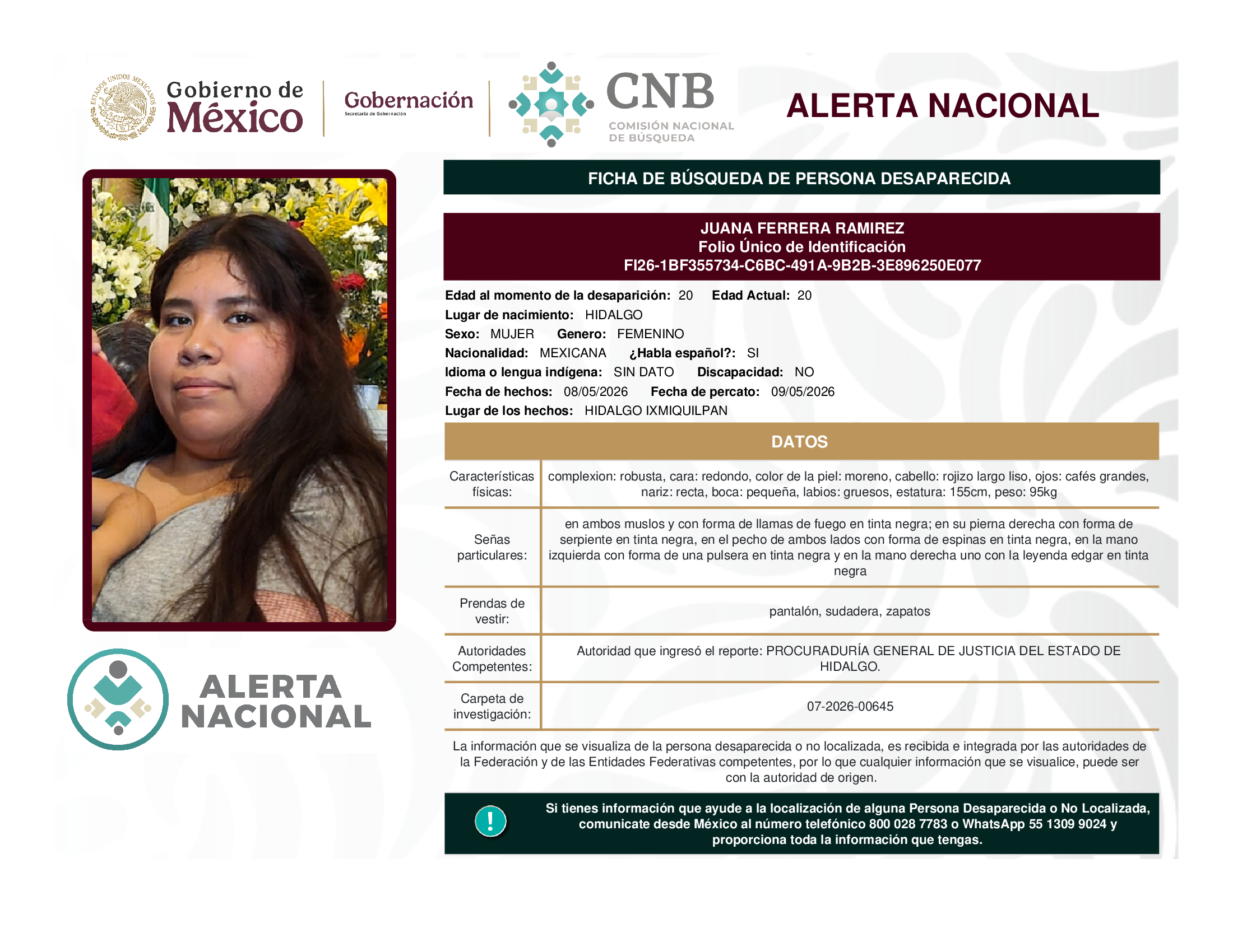 JUANA FERRERA RAMIREZ