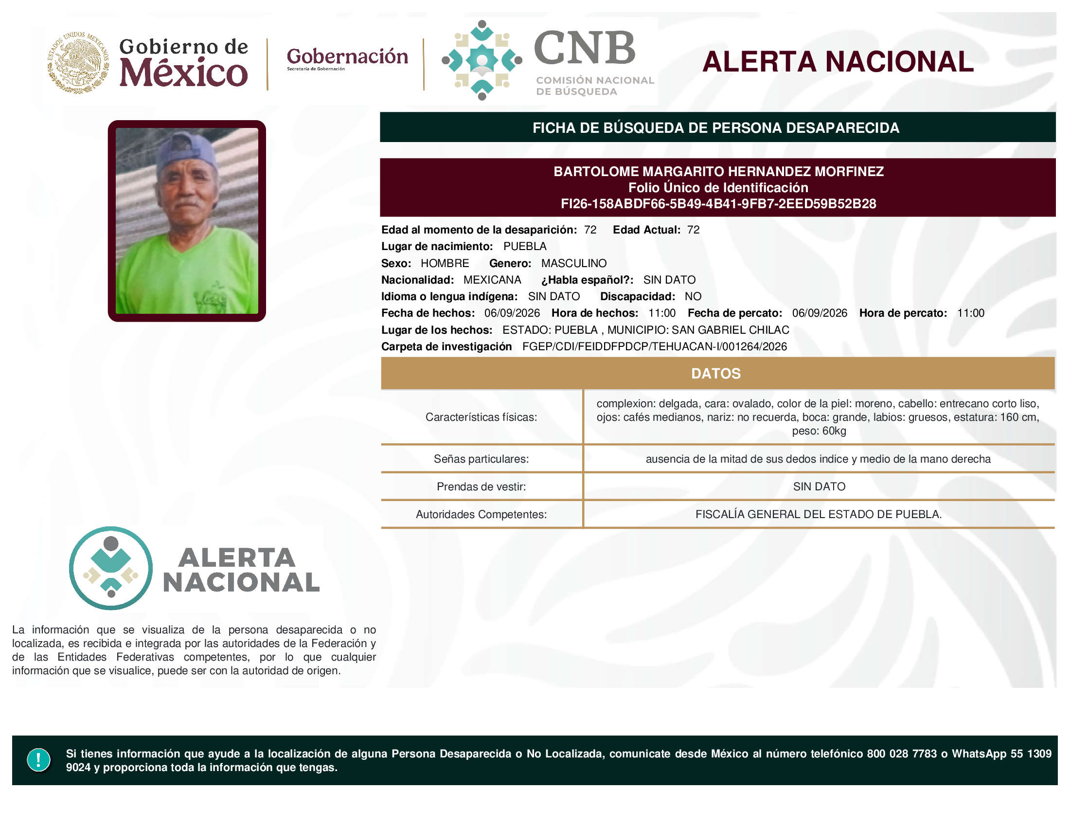 BARTOLOME MARGARITO HERNANDEZ MORFINEZ