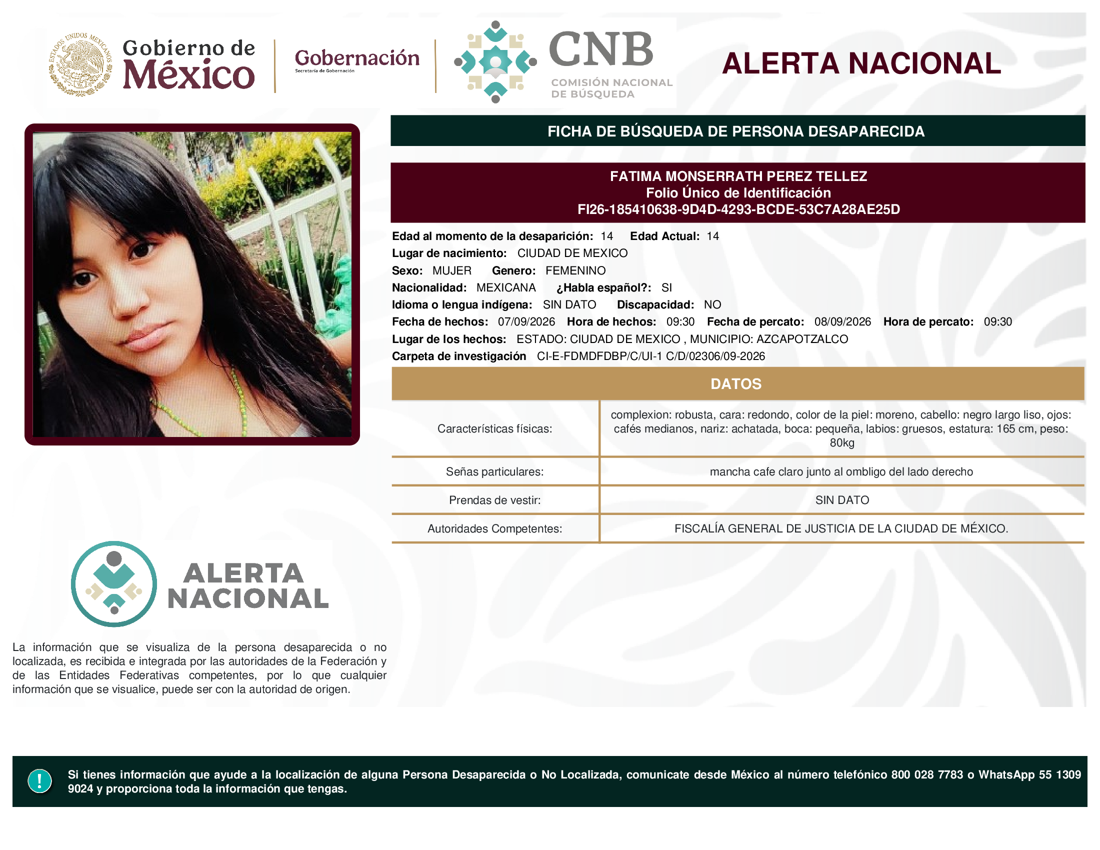 FATIMA MONSERRATH PEREZ TELLEZ