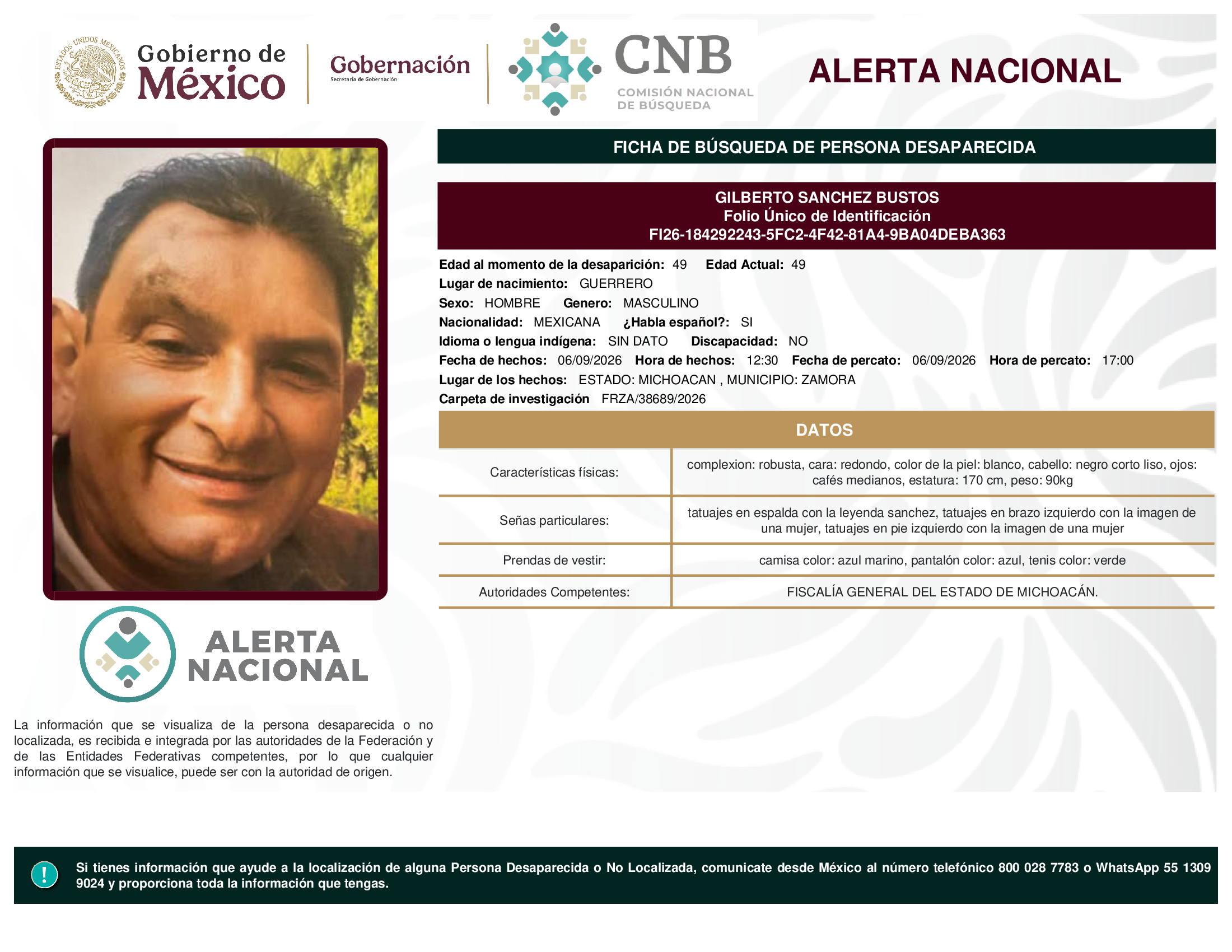 GILBERTO SANCHEZ BUSTOS
