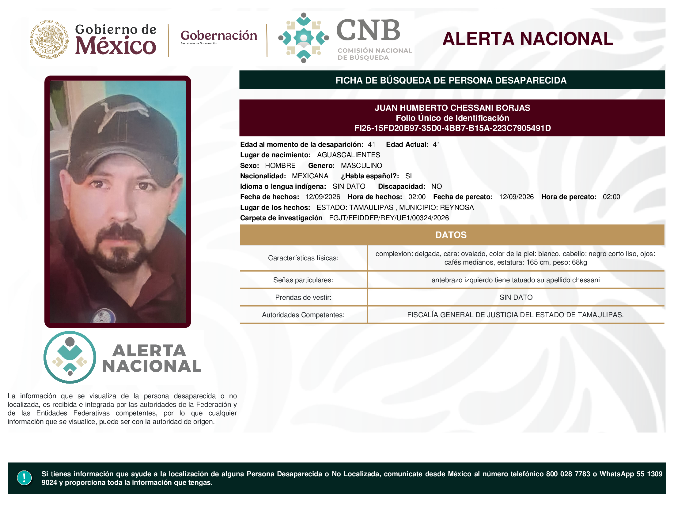 JUAN HUMBERTO CHESSANI BORJAS
