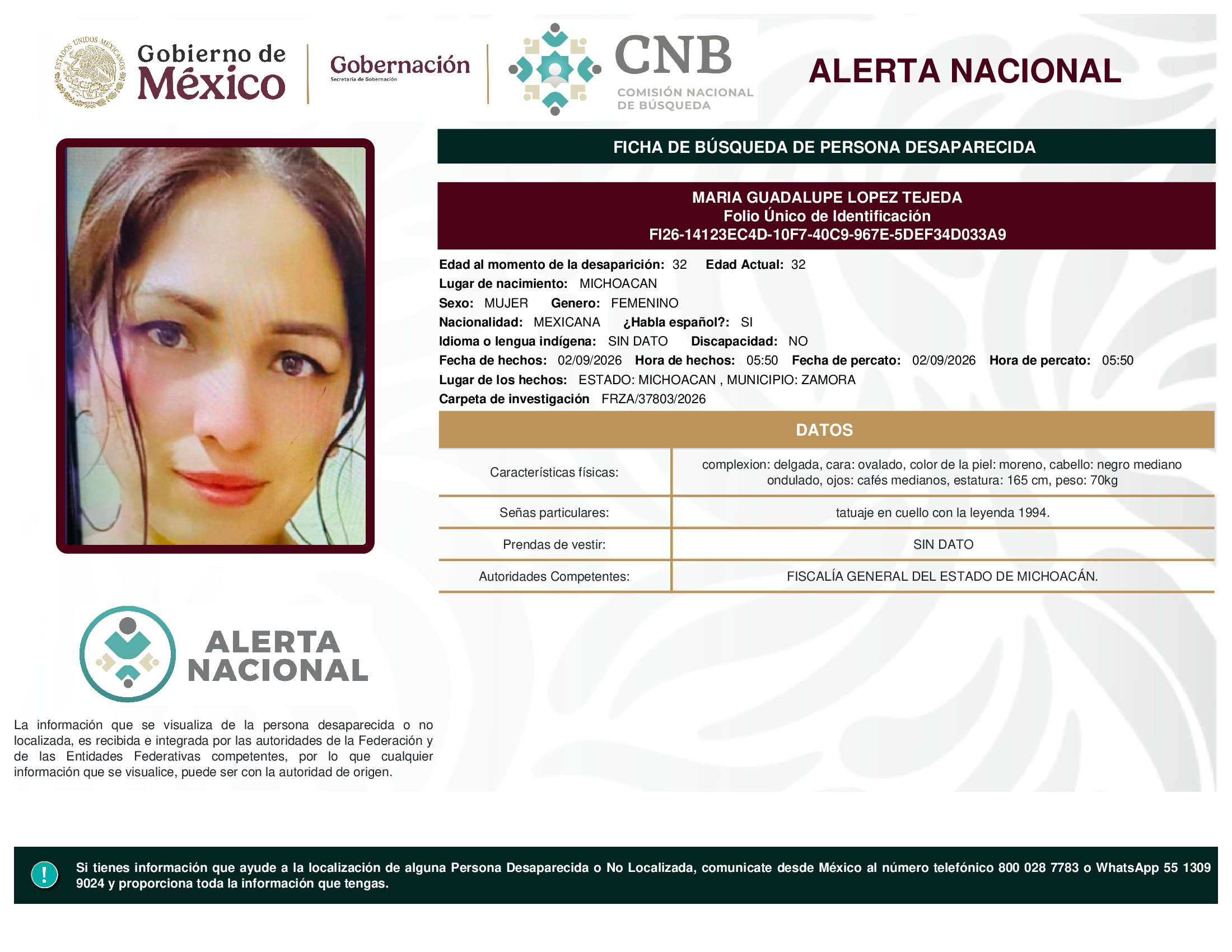 MARIA GUADALUPE LOPEZ TEJEDA