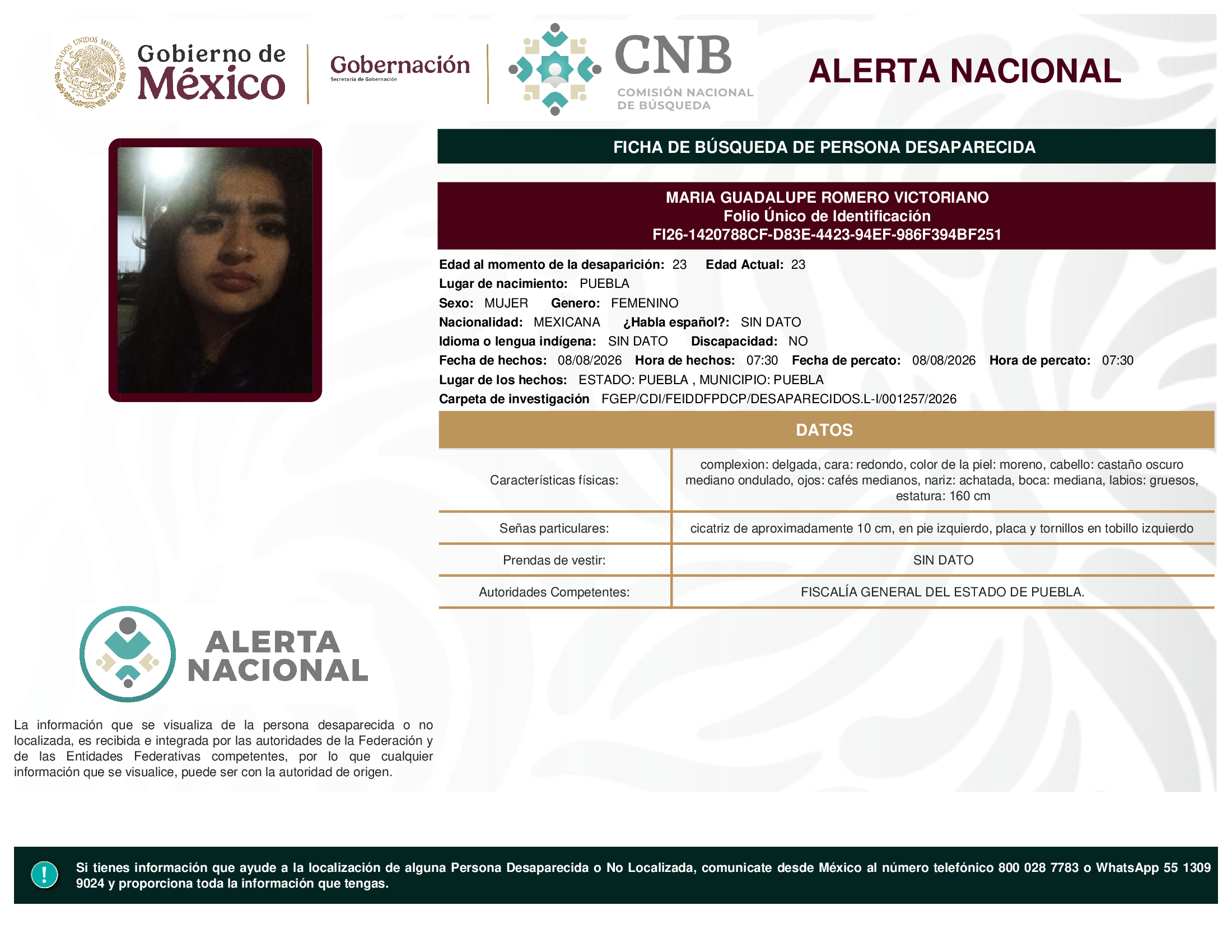 MARIA GUADALUPE ROMERO VICTORIANO