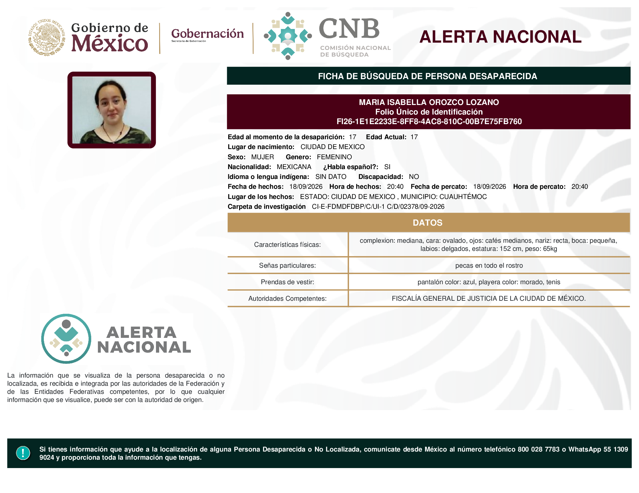 MARIA ISABELLA OROZCO LOZANO